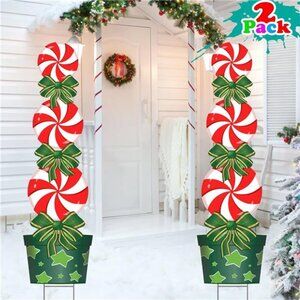 Christmas Decor- 2 Pack, 46.7In Xmas Yard Stakes Signs - Giant Holiday Decor